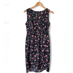 Black Tape Blue Sheath Midi Dress Sleeveless Scoop Neck